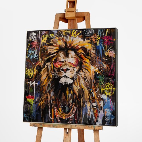 Cuadro León con gafas de sol - Hiskiart