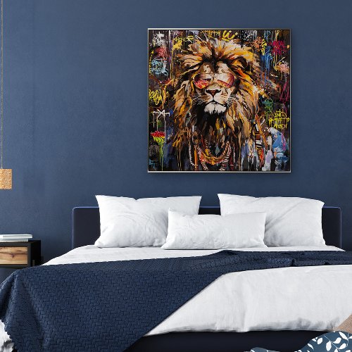 Cuadro León con gafas de sol - Hiskiart