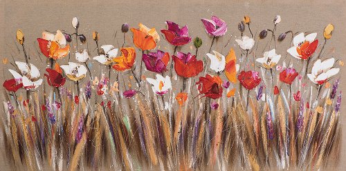 Schilderij Kleurrijk bloemenveld - Hiskiart