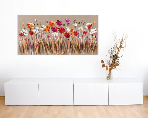 Schilderij Kleurrijk bloemenveld - Hiskiart
