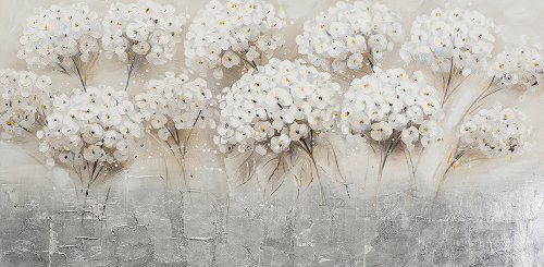 Schilderij Veld vol witte bloemen - Hiskiart