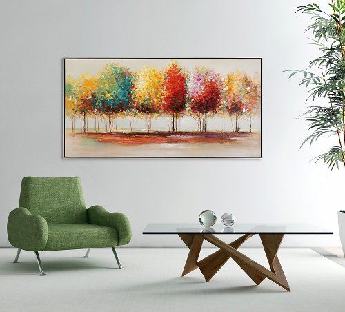 Schilderij Kleurrijk bos panorama - Hiskiart