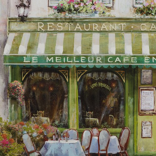 Schilderij Frans café groen - Hiskiart