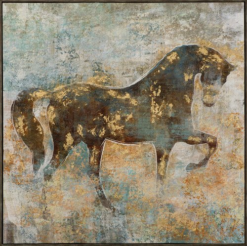 Schilderij Paard in goud - Hiskiart