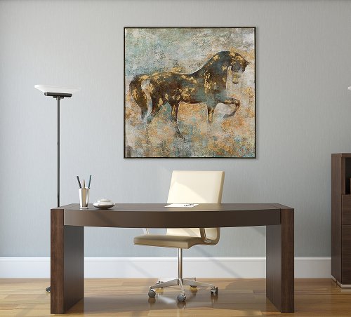 Schilderij Paard in goud - Hiskiart