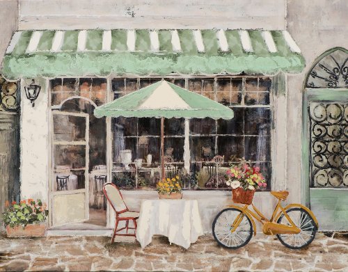 Painting Straatcafé green (Canvas op houten frame) - Hiskiart