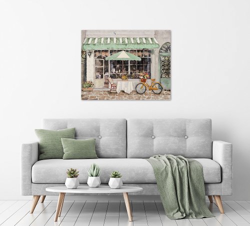 Cuadro Café en la calle verde - Hiskiart