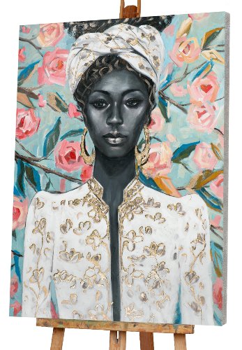 Schilderij Beauty tussen bloemen - Hiskiart