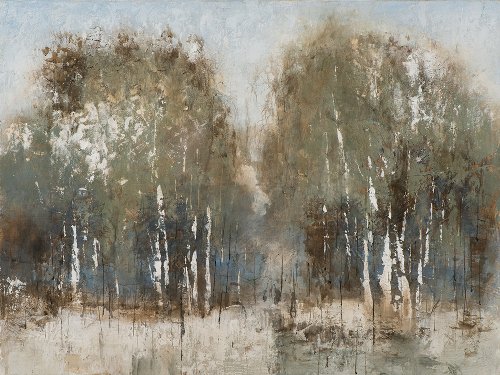 Schilderij Abstract berkenbos - Hiskiart