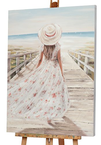Schilderij Vrouw aan zee - Hiskiart