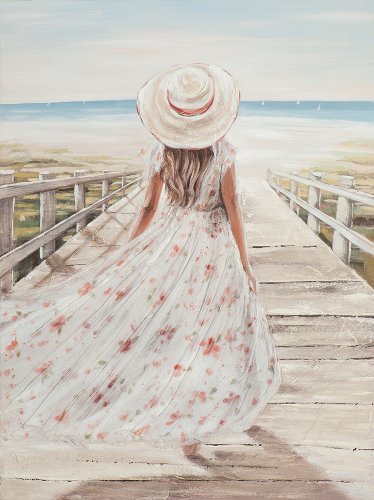 Schilderij Vrouw aan zee - Hiskiart