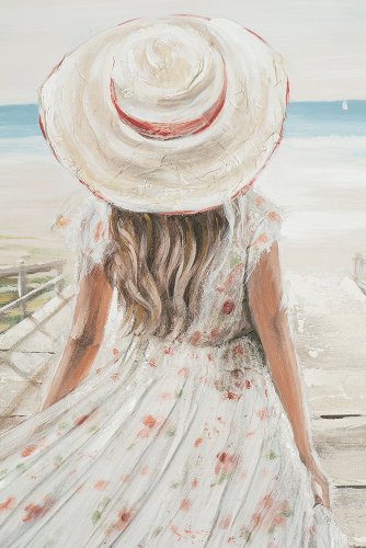 Schilderij Vrouw aan zee - Hiskiart