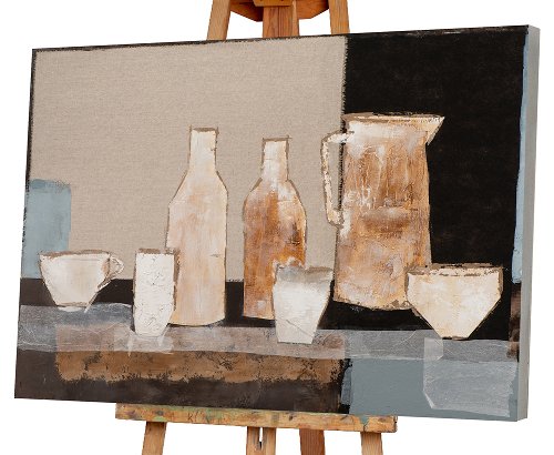 Schilderij Stilleven in antraciet - Hiskiart