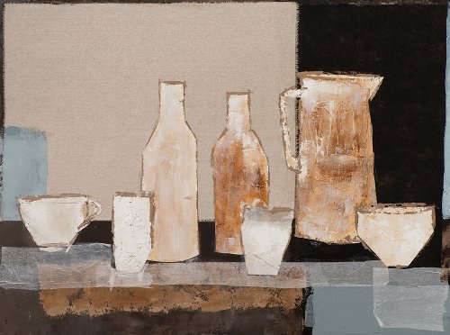 Schilderij Stilleven in antraciet - Hiskiart