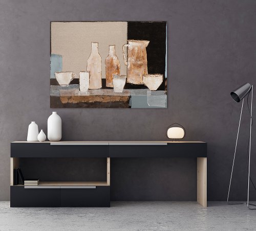 Schilderij Stilleven in antraciet - Hiskiart