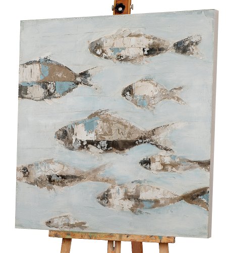 Cuadro Banco de peces azul claro - Hiskiart