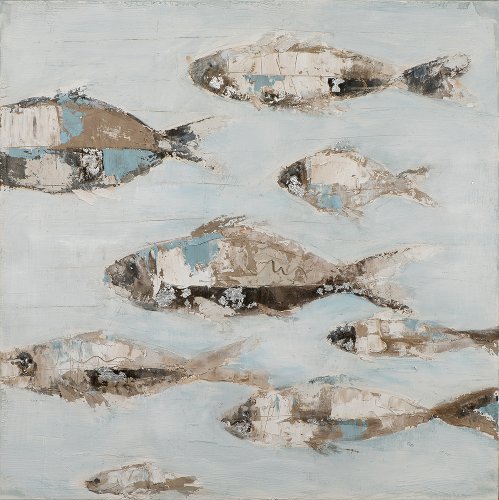 Cuadro Banco de peces azul claro - Hiskiart