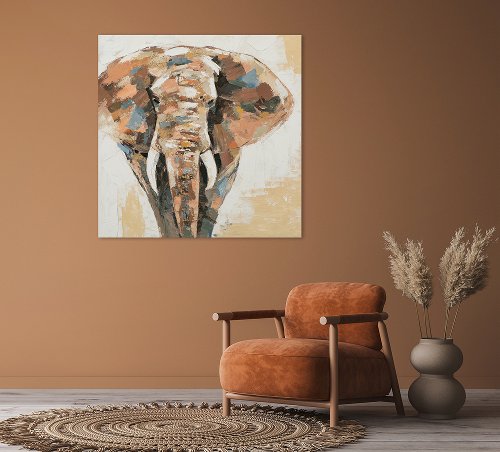 Cuadro Elefante en planos de color - Hiskiart