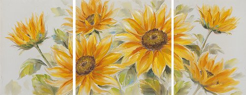 Schilderij Zonnebloemen drieluik - Hiskiart