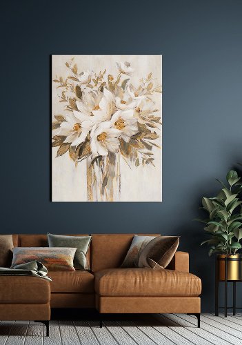 Schilderij Golden Flowers - Hiskiart