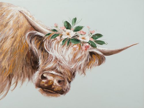 Schilderij Hooglander in de lente - Hiskiart