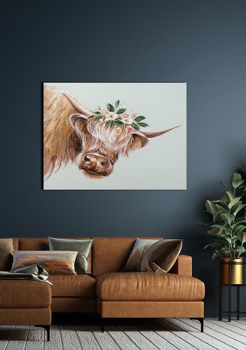 Schilderij Hooglander in de lente - Hiskiart