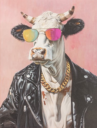 Painting Cool Bull (Canvas op houten frame) - Hiskiart