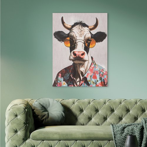 Schilderij Koe in zomerhemd - Hiskiart