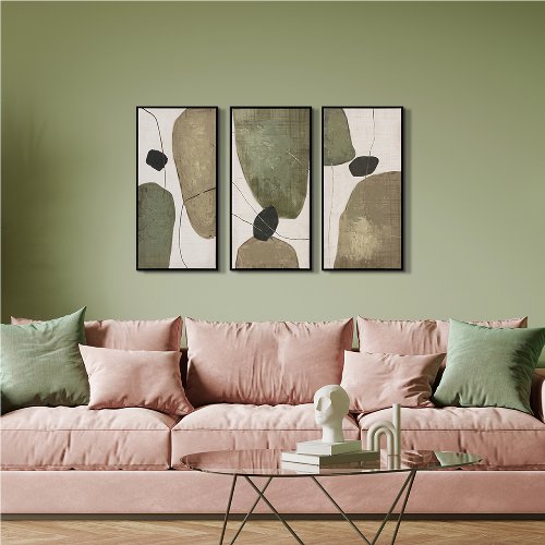 Schilderij Soft Natural Geometry drieluik - Hiskiart