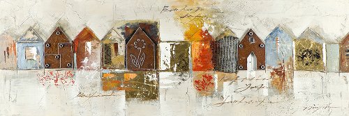 Schilderij Huizen met metaalaccenten - Hiskiart