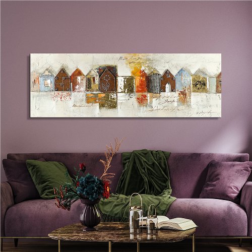 Schilderij Huizen met metaalaccenten - Hiskiart