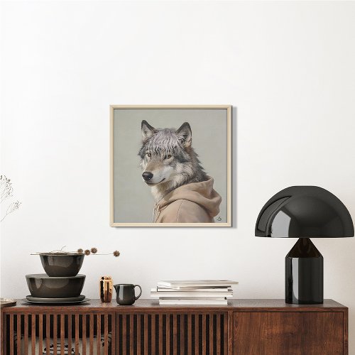 Schilderij Wolf in hoodie - Hiskiart