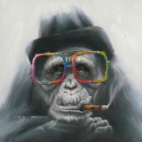 Cuadro Gorila con sombrero y gafas - Hiskiart