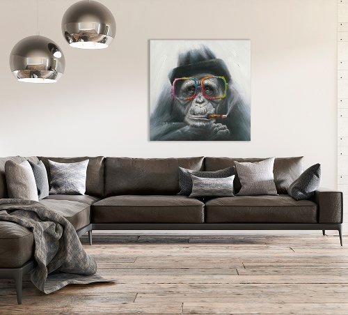 Cuadro Gorila con sombrero y gafas - Hiskiart
