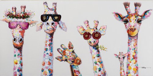 Cuadro Nieuwsgierige giraffenfamilie - Hiskiart