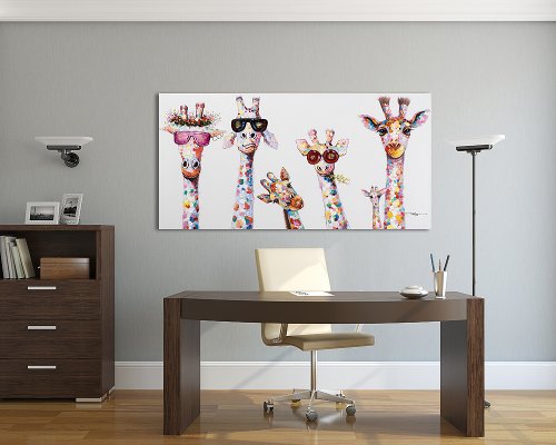 Cuadro Nieuwsgierige giraffenfamilie - Hiskiart