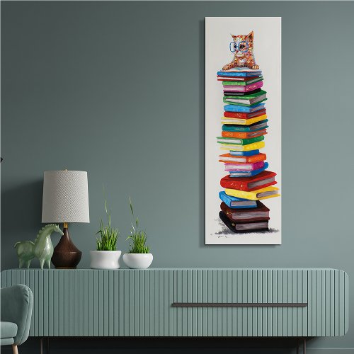 Cuadro Gato sobre la pila de libros - Hiskiart