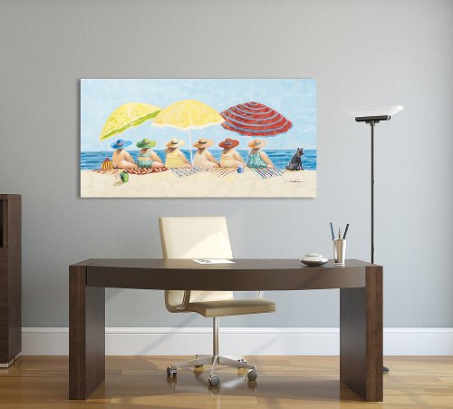 Schilderij Vriendinnen op het strand - Hiskiart