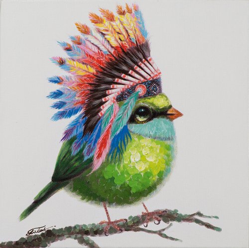 Cuadro Pájaro con penacho de plumas - Hiskiart