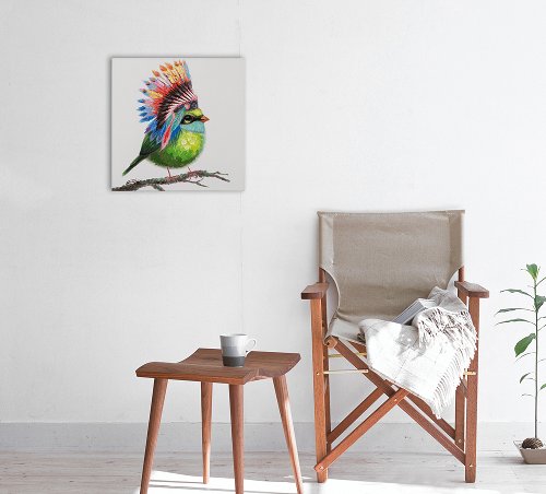 Cuadro Pájaro con penacho de plumas - Hiskiart