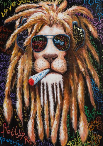 Cuadro León con rastas - Hiskiart