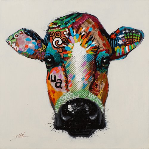 Schilderij Koe vol kleur - Hiskiart