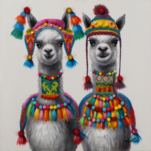 Schilderij Lama fiesta - Hiskiart