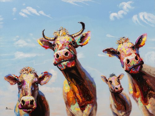 Schilderij Koeien in de wei - Hiskiart