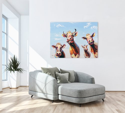 Schilderij Koeien in de wei - Hiskiart