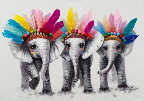 Cuadro Elefantitos con plumas - Hiskiart