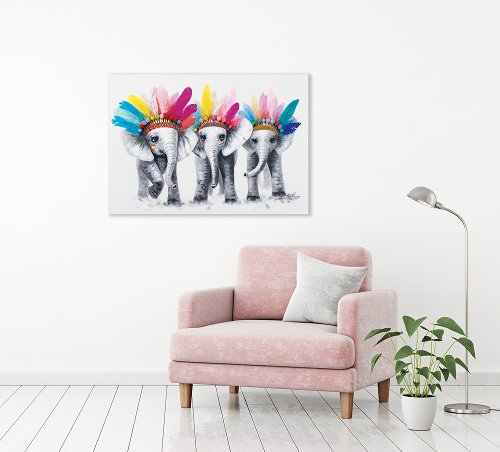 Cuadro Elefantitos con plumas - Hiskiart