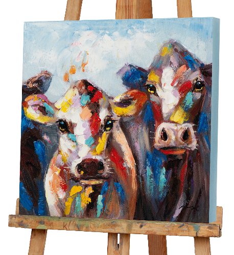 Schilderij Koeien met kleurspatten - Hiskiart