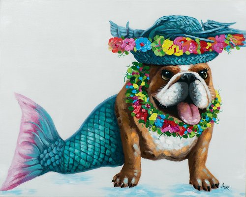 Schilderij Buldog onder zee - Hiskiart
