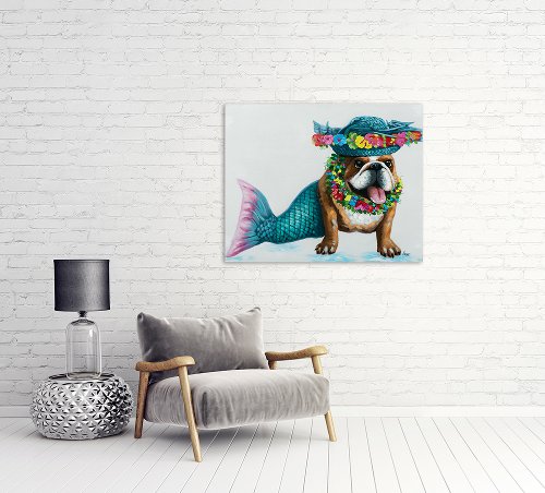 Schilderij Buldog onder zee - Hiskiart